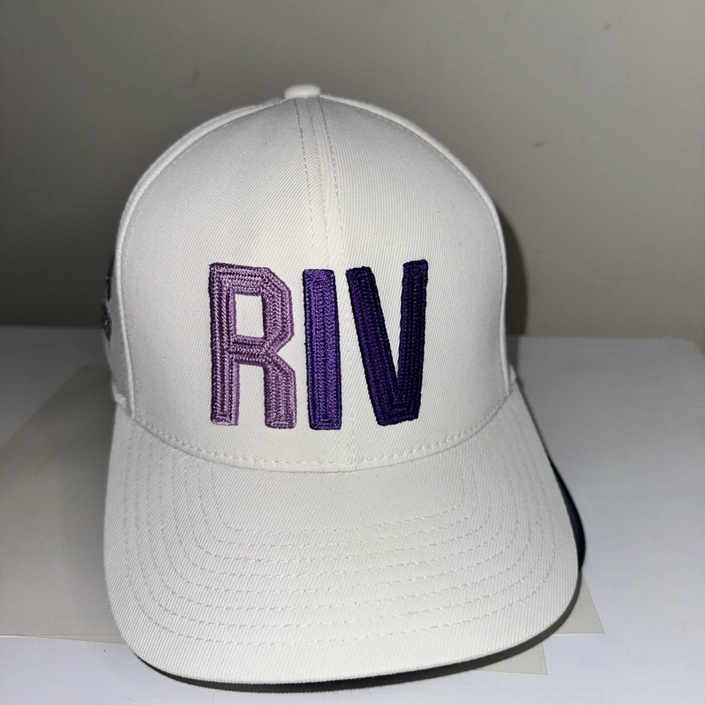 G/FORE White Baseball Cap with Purple 'RIV' Embroidery